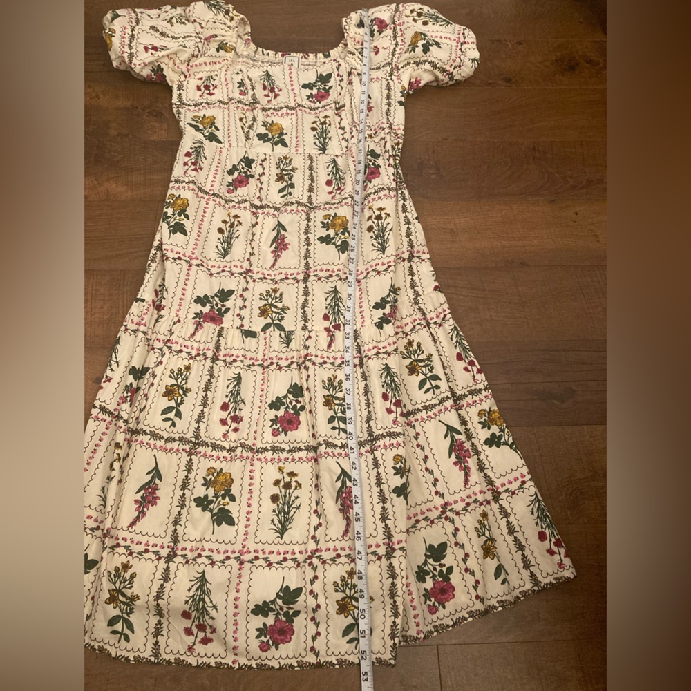 LEA Floral Tiered Maxi Dress Flower Seed Packet Smocked NWOT Puff Sleeve Plus 1X - Picture 12 of 13